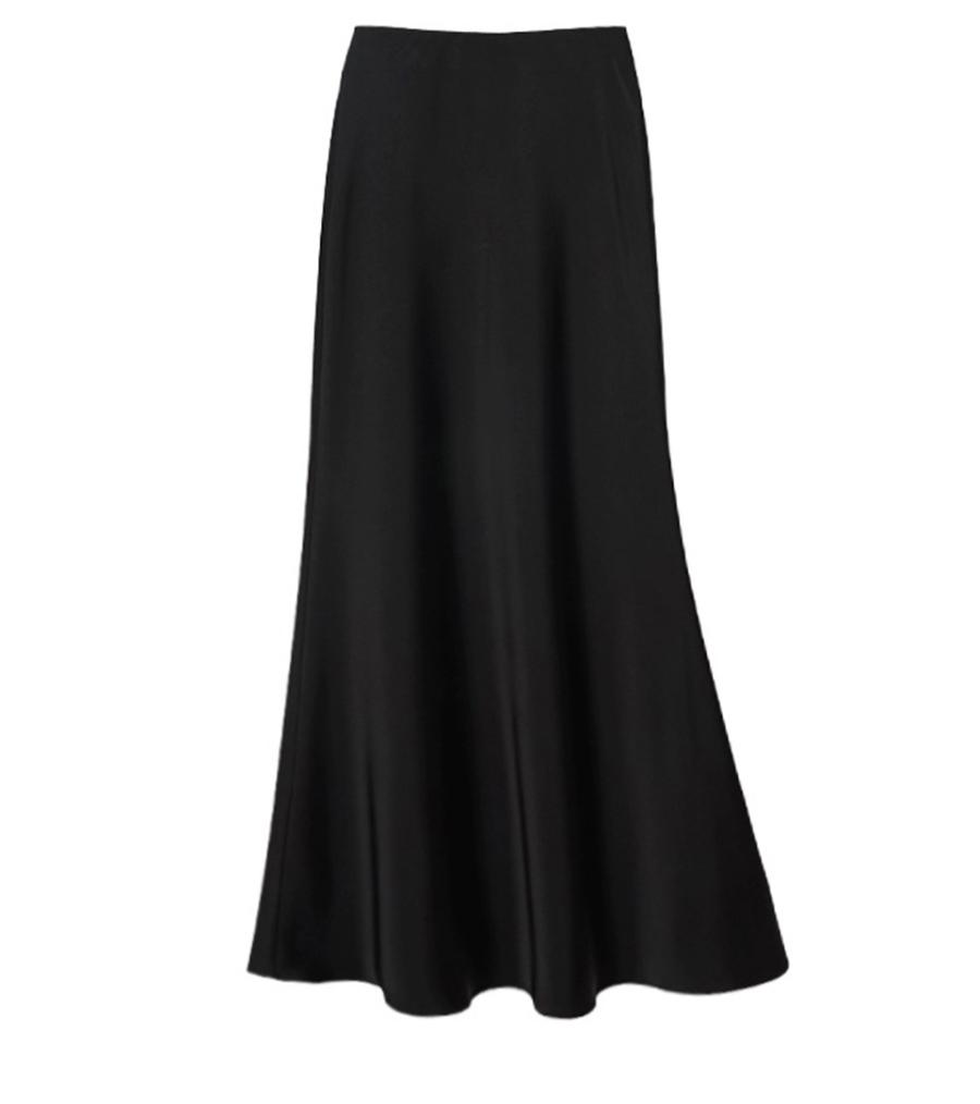 Deloin | High Waist Slimming Mid Length Satin Skirt