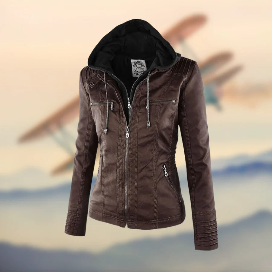 Deloin | Stylish and Versatile Hooded Leather Jacket