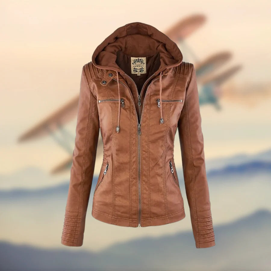 Deloin | Stylish and Versatile Hooded Leather Jacket