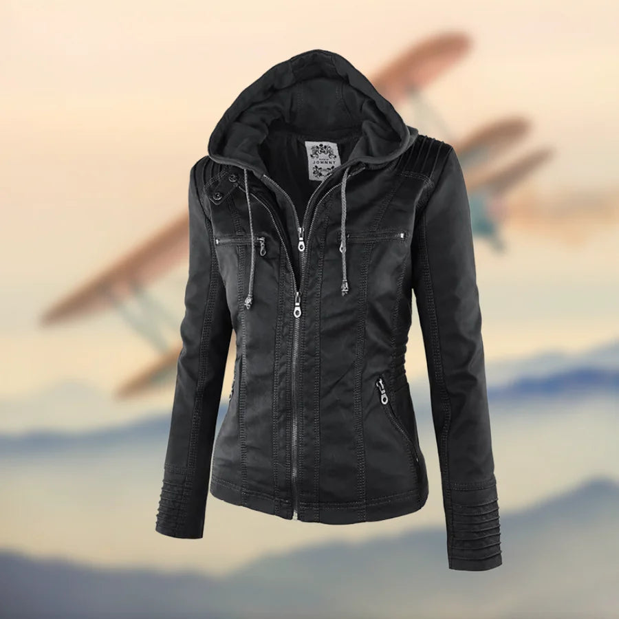 Deloin | Stylish and Versatile Hooded Leather Jacket