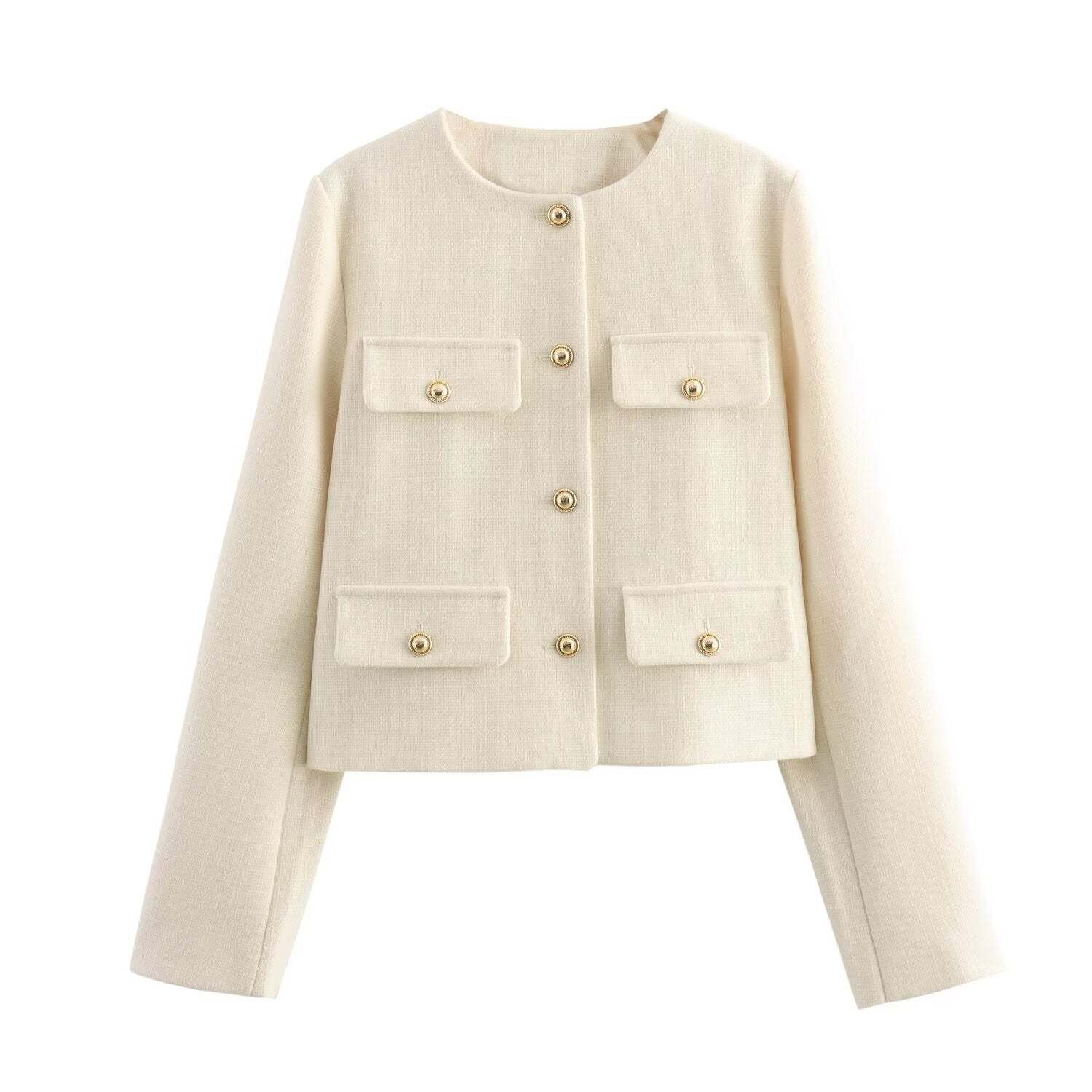 Deloin | Elegant Crop Blazer– Classic Style with Gold Buttons