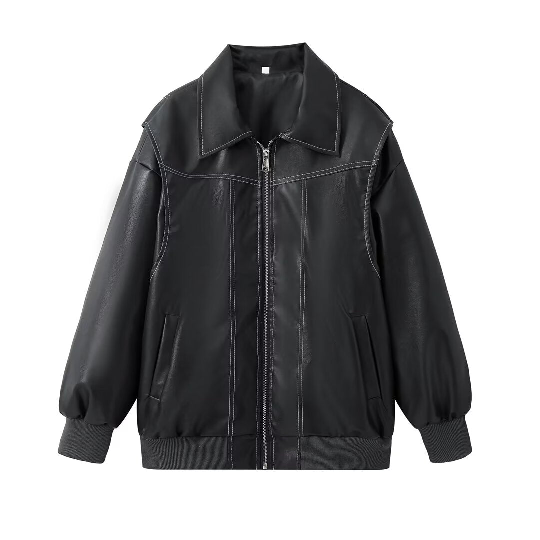 Deloin - Oversized Leather Jacket