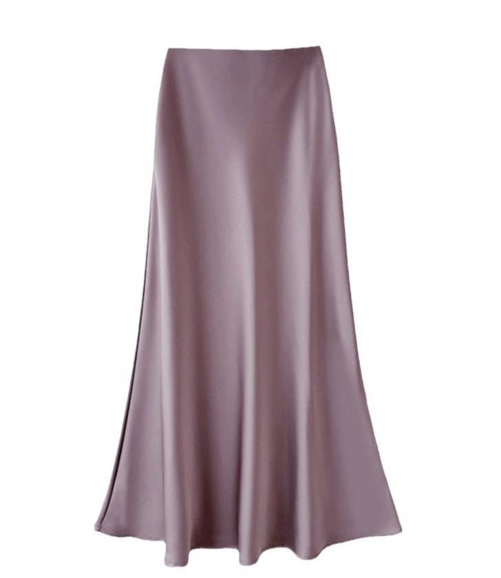 Deloin | High Waist Slimming Mid Length Satin Skirt