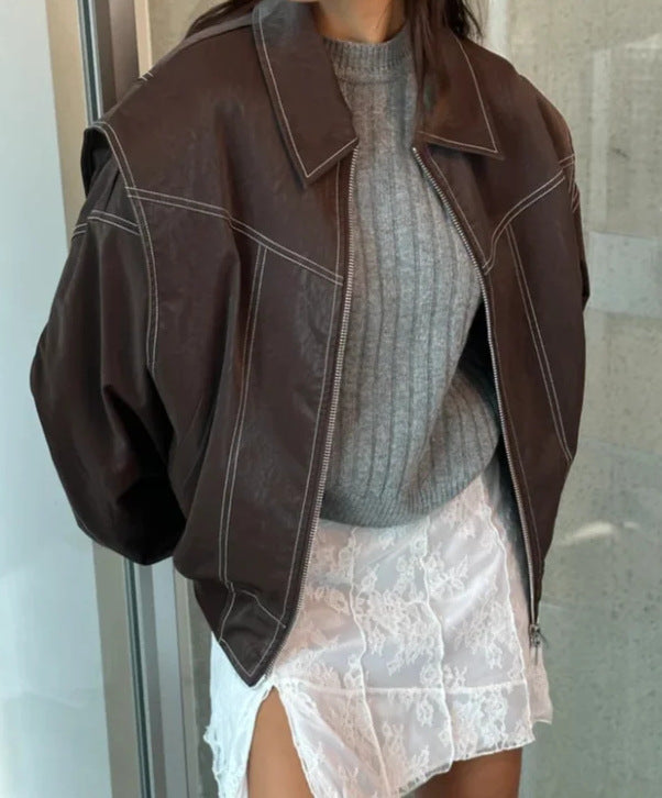 Deloin - Oversized Leather Jacket