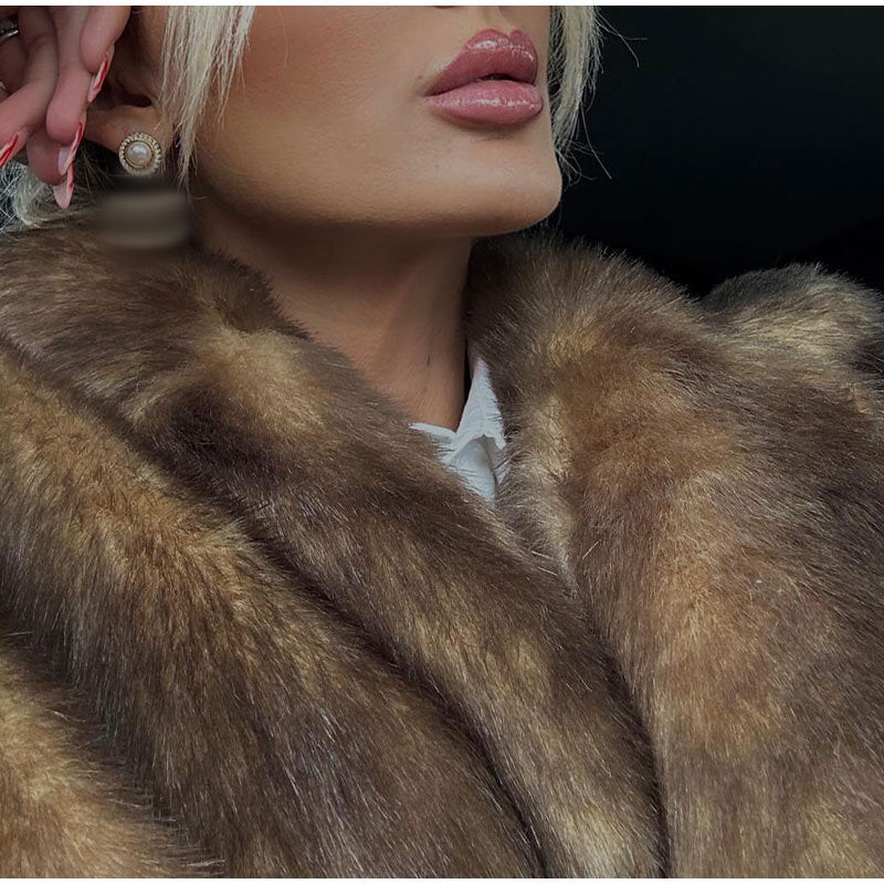 Deloin | Brown Luxurious Faux Fur Coat