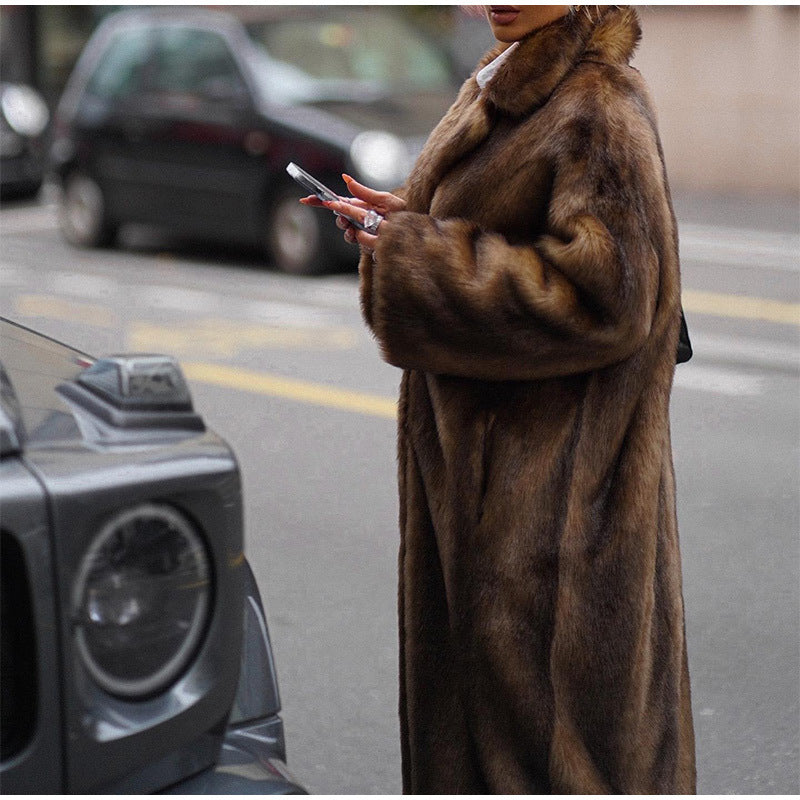 Deloin | Brown Luxurious Faux Fur Coat