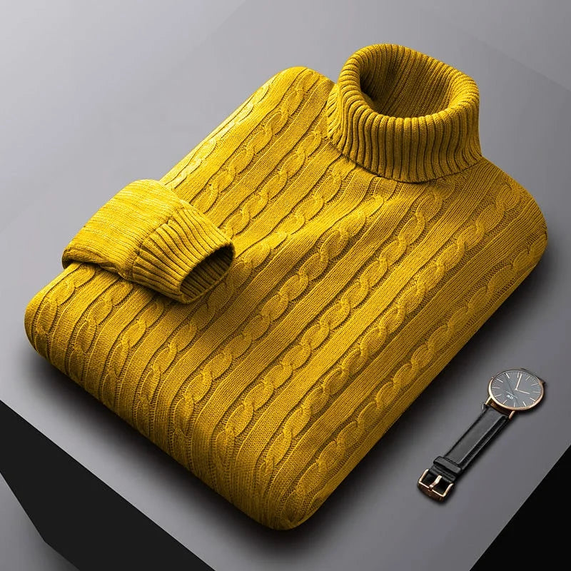 Deloin | Classic Cable Knit Roll Neck Sweater