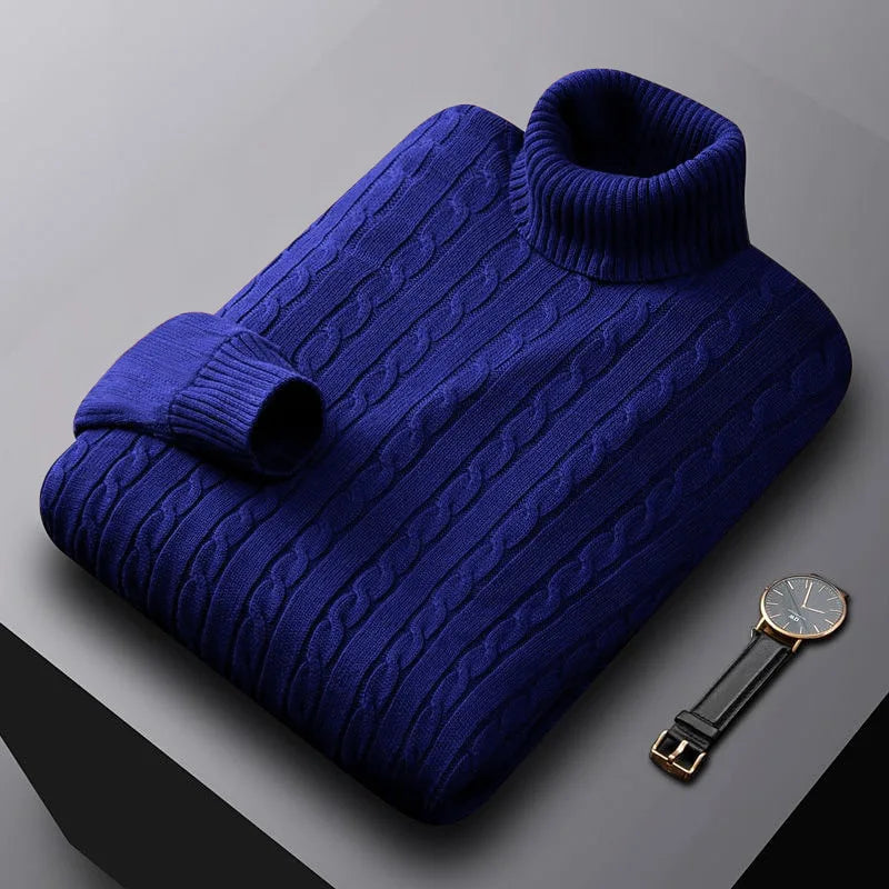 Deloin | Classic Cable Knit Roll Neck Sweater