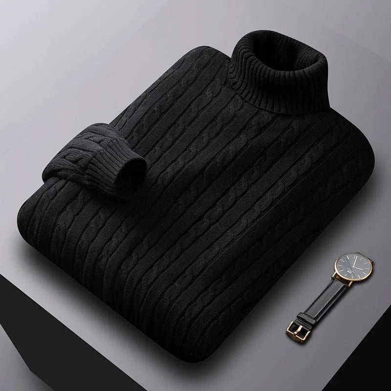 Deloin | Classic Cable Knit Roll Neck Sweater